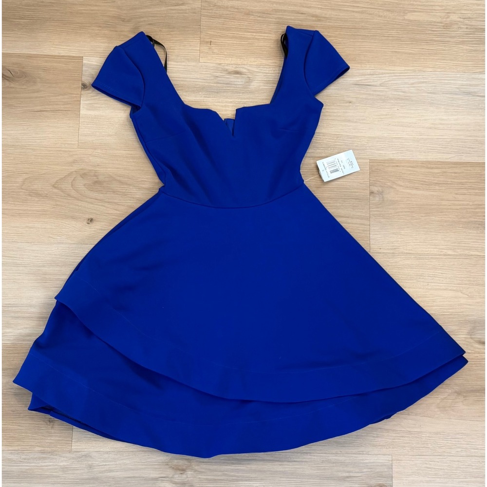 B. Darlin Royal Blue Off-the-Shoulder A-line Party Dress Junior Size 1/2 (XS)
